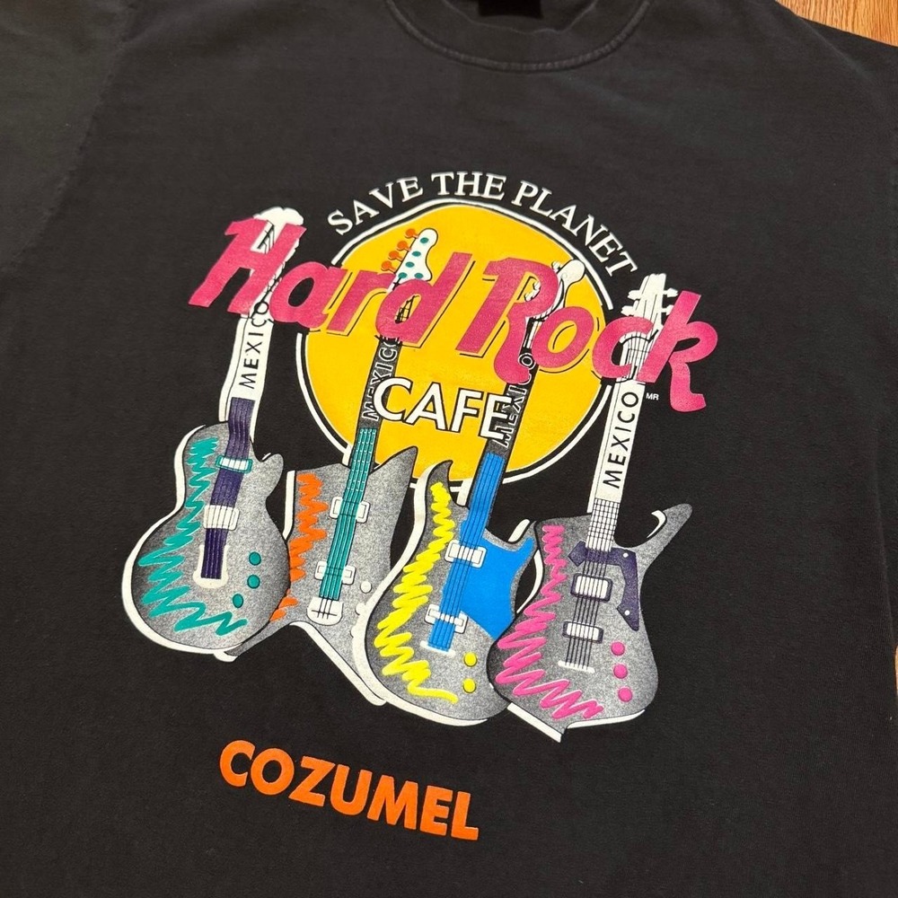VTG Hard Rock Cafe Men's Large Shirt Save the Earth Cozumel Guitar 90s - Picture 3 of 6
